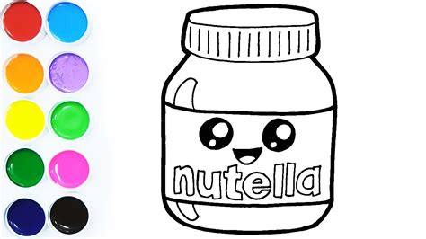 Como Dibujar y Colorear NUTELLA Kawaii Dibujo Facil Para Niños