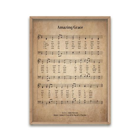 Amazing Grace Vintage Hymn Wall Art Print Biblical Sheet Music Etsy