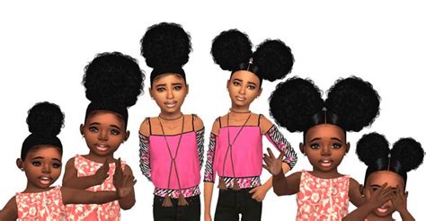 Ebonix Babygirl Afro Puffs Sims 4 Black Hair Toddler