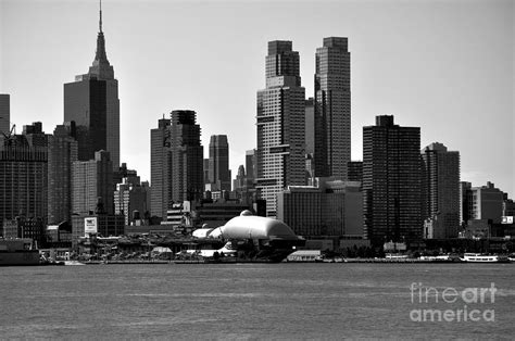New York City Skyline With Space Shuttle Dome Black And