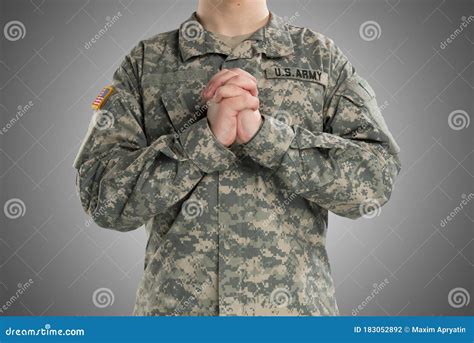 Male In Us Army Soldier Uniform Praying Editorial Photography Image