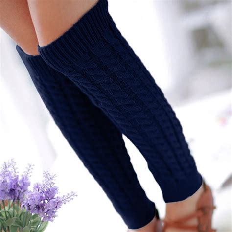 youmylove fashion women winter warm leg warmers knitted crochet long socks meia