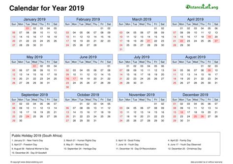 More 2019 Holiday Landscape Calendar Templates