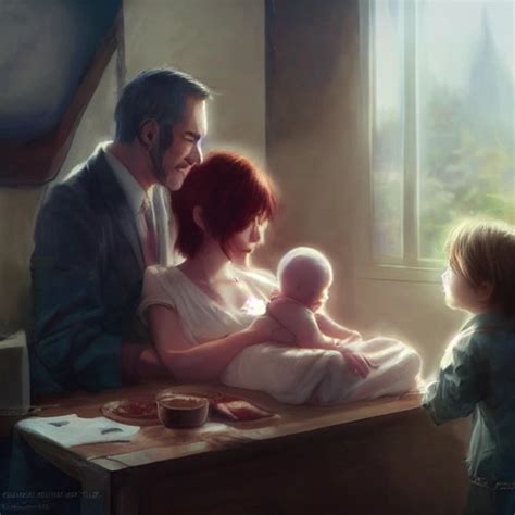 A Beautiful Baby Is Born With Dad And Mom Beside Midjourney Openart