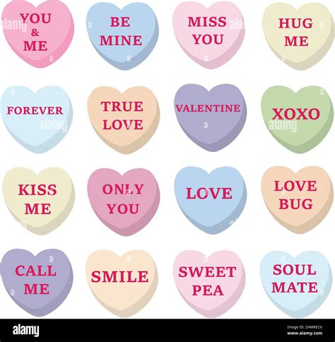 Vector Illustration Of Hearts Valentines Conversation Hearts Stock
