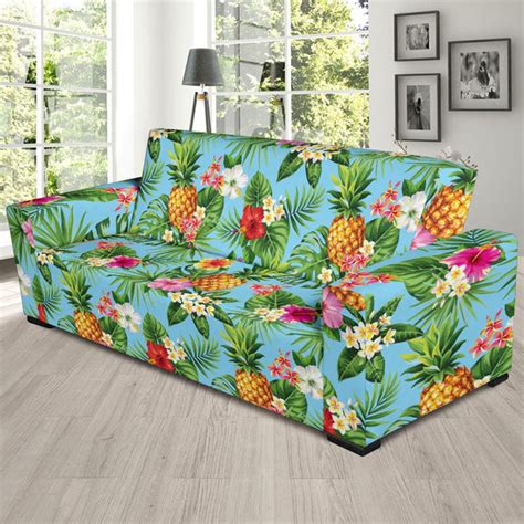 Pineapple Hawaiian Flower Tropical Sofa Slipcover Jorjune