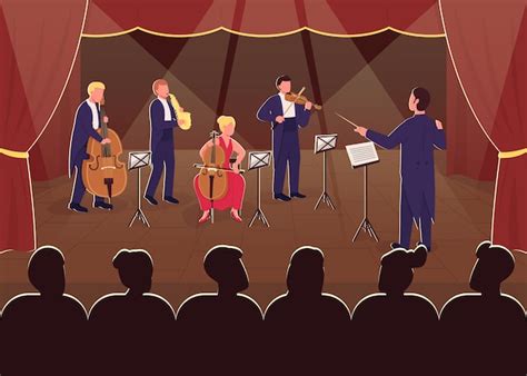 Premium Vector Orchestra Symphony Performance Flat Color Conductor