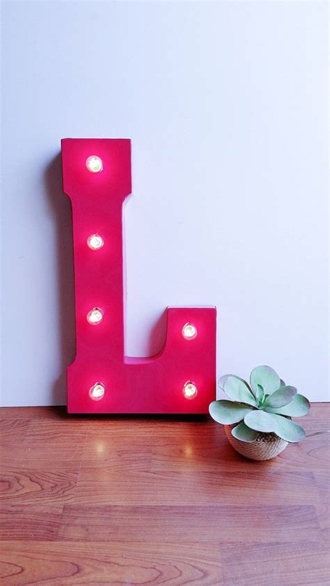 Metal Light Up Letters Hot Pink Marquee Lights Custom Colors