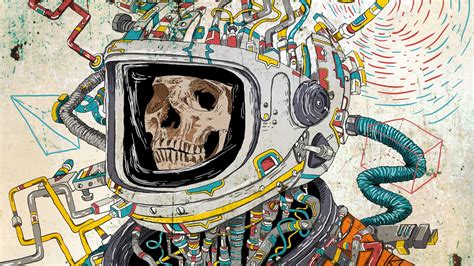 Download Wallpaper 1366x768 Skull Space Suit Art Astronaut Surreal Tablet Laptop Hd Background