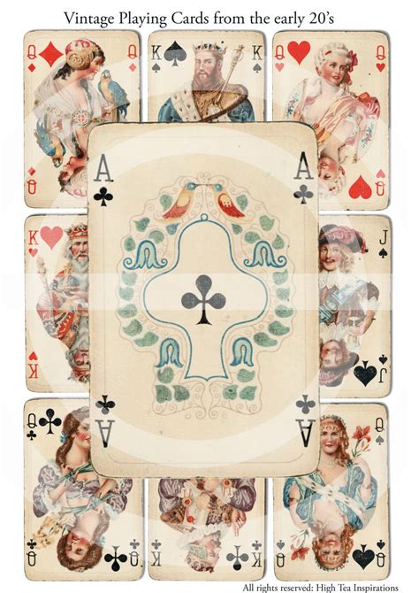 Vintage Playing Cards Digital Collage Sheet Printable