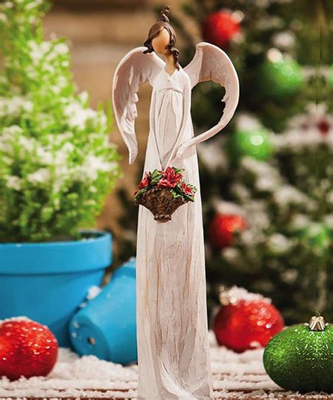 Winter Bliss Angel Standing Figurine Zulily Angel Holding Flowers