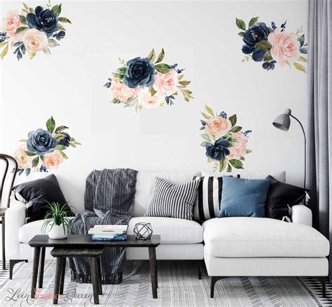 Use one in the front yard as a specimen, if you feel up for some conversation. Flower Wall Decals Navy Blue and Blush Nursery Art Floral ...
