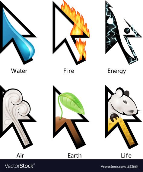 Awesome Cursor Set With Elements Life Royalty Free Vector