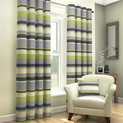 Striped Eyelet Lined Curtains Green Tonys Textiles Tonys