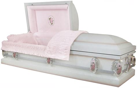 Best Price Caskets 8066 Embroided Rose Casket 18ga White Shaded
