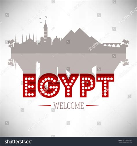 Egypt Skyline Silhouette Design Vector Illustration Stock Vector