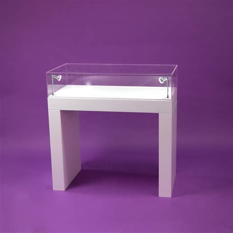 Flat Pack Display Table With Acrylic Case And Lighting Exhibition Plinths