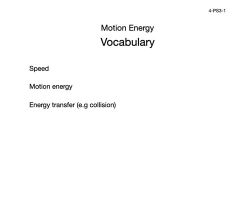 Vocabulary Motion Energy — The Wonder Of Science