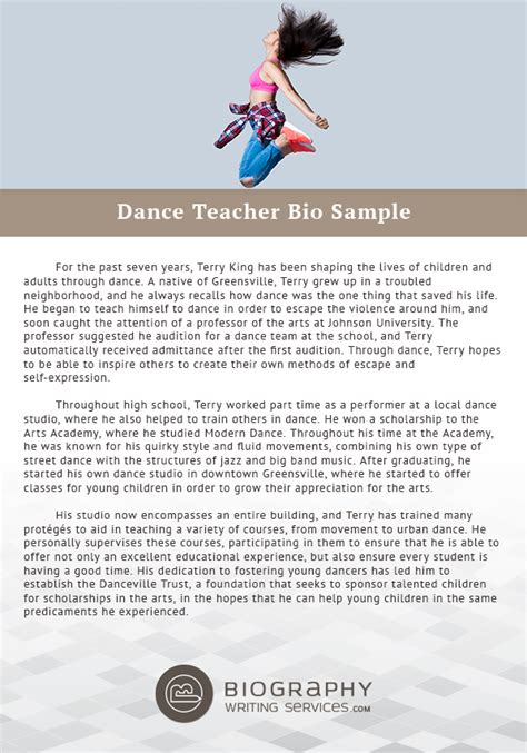 Dance Teacher Bio Examples Dance Teacher Bio Artist Bio Example