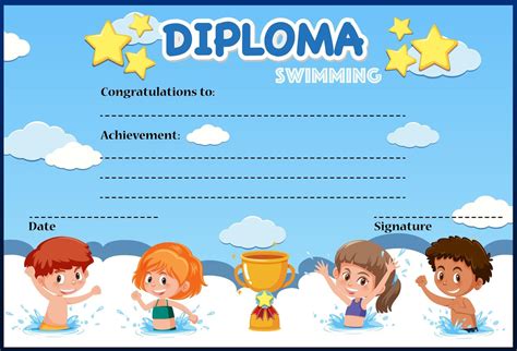 plantilla de certificado de diploma de natación para niños 1361049