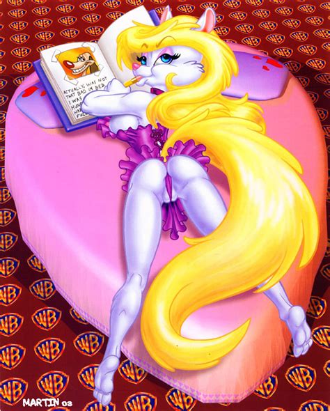 rule 34 1girls 2003 animaniacs ass blonde hair blue eyes book breasts female from behind fur