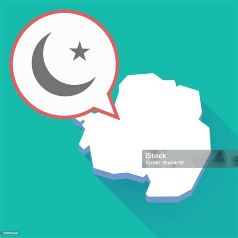 Stock Ilustrace Mapa S Dlouhým Stínem Antarktidy Se Znakem Islámu