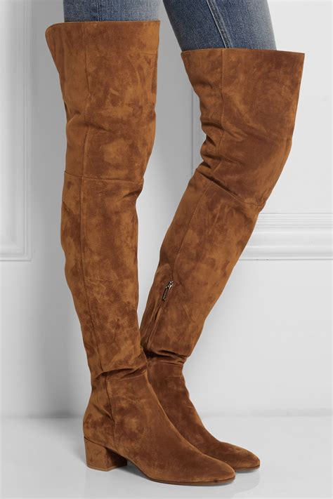 lyst gianvito rossi suede over the knee boots in brown