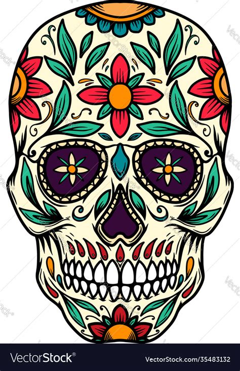 Mexican Sugar Skull Design Element For Logo Vector Image