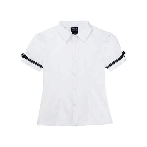 Onlyglobal Girls School Shirt Uniform Short Sleeve White Sky Blue Twin