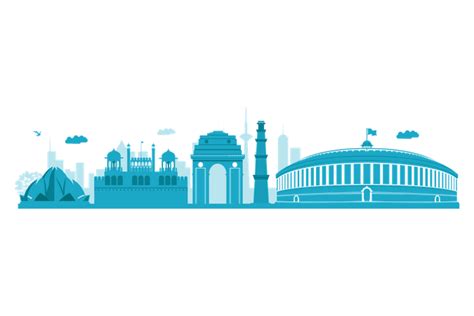 Best Premium Delhi Skyline With Landmarks Illustration Download In Png