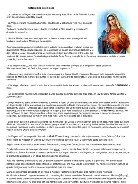 Historia De La Virgen María San José María Madre De Jesús