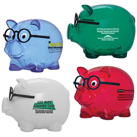 Custom Printed Smart Save Piggy Bank With Glasses