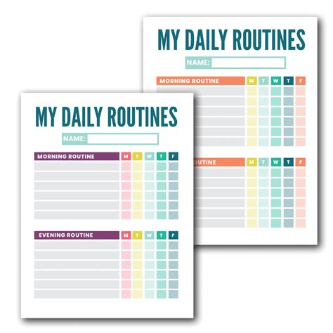 Free Printable Kids Daily Routine Chart Template The Incremental Mama