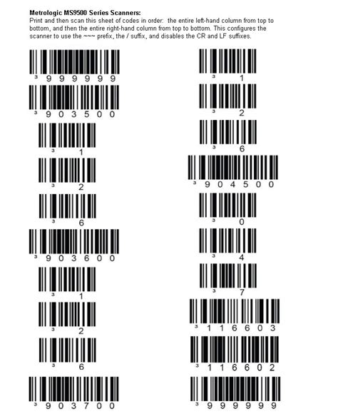 Printable Symbol Barcode Scanner Programming Sheet