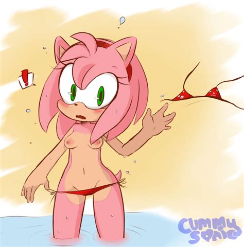 Rule 34 Amy Rose Bikini Cummysonic Embarrassed Hearlesssoul In Water Pink Fur Pink Hair Pussy