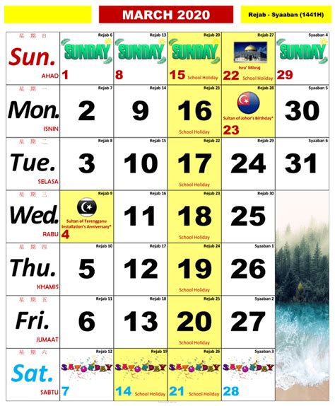 Juga ada penanggalan jawa dan juga kalender islam (hijriyah). Kalendar 2020 Cuti Umum Dan Cuti Sekolah Malaysia ...
