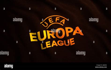 Close Up Of The Uefa Europa League Uel Flag Motion Emblem Of A