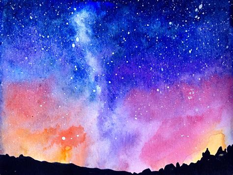 Starsgalaxyseriesin Watercolour Watercolor Galaxy Galaxy Painting