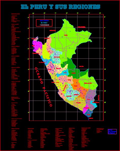Political Map Of Peru Geographical Coordinates Dwg Block For Autocad