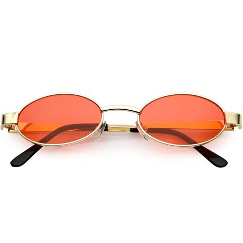 Retro 1990s Small Color Tone Oval Metal Sunglasses Zerouv