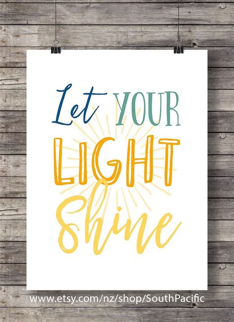 Let Your Light Shine Hand Lettered Typography Printable Wall Art