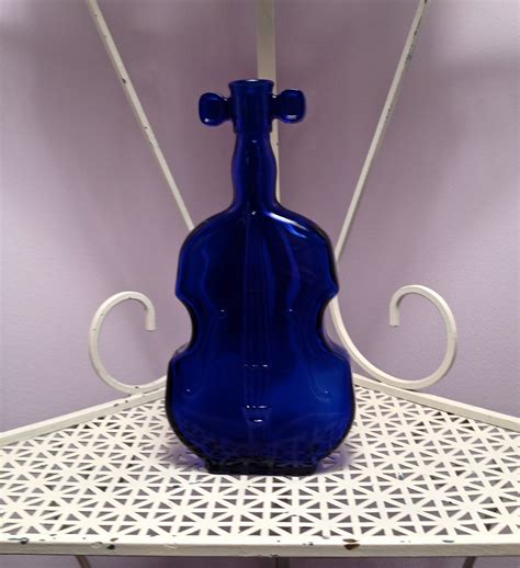 Vintage Cobalt Blue Glass Violin Vase