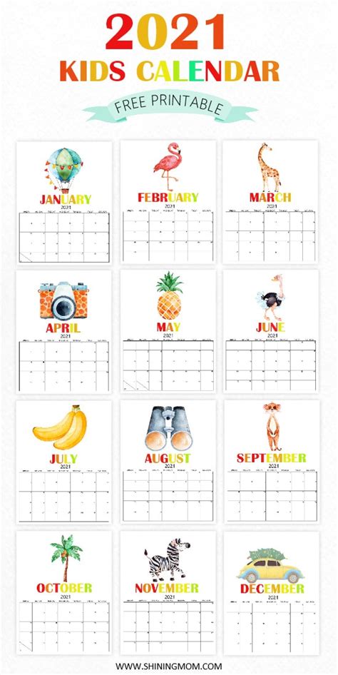 Pin this post for later. 2021 Free Printable Monthly Calendars - Lolly Jane