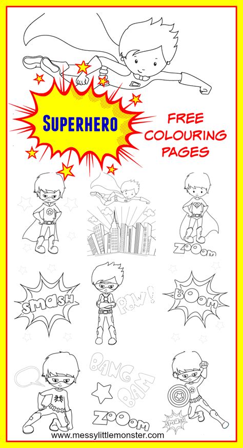 Free Printable Superhero Colouring Pages Messy Little Monster