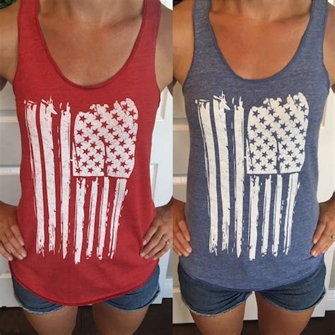 Online Exclusive Womens Tank Top American Flag Patriotic 4th Of July Sleeveless Stripes Star