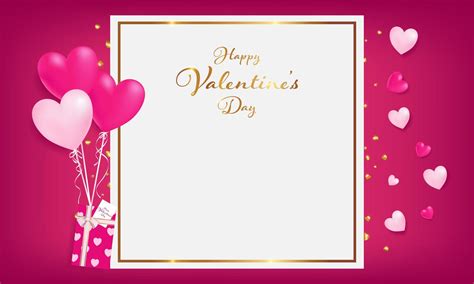 Frame Of Valentines Day With Golden Border 692138 Vector Art At Vecteezy