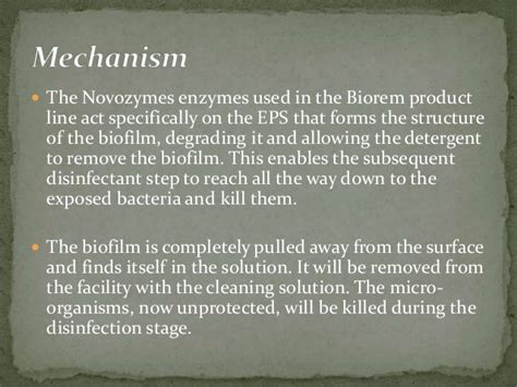 Biofilm Removal Using Enzyme Chemistry