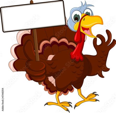 Funny Turkey Cartoon Posing With Blank Sign Buy This Stock Vector And