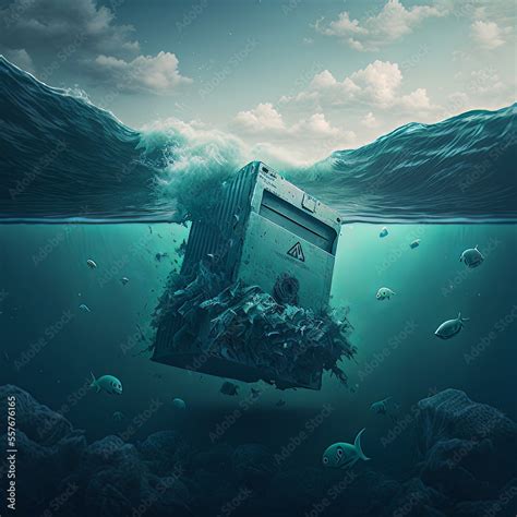 Illustration Of Marine Debris Underwater Trash In The Ocean Concept