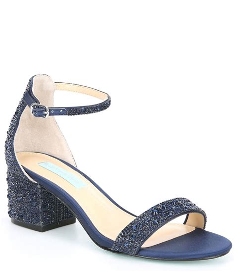 Blue By Betsey Johnson Mari Ankle Strap Embellished Block Heel Dress